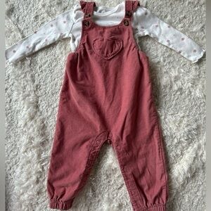 Carter’s Pink Baby Overall Set 9M Heart 2-Piece Outfit